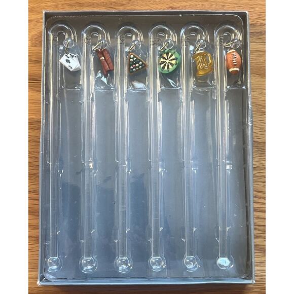 2003 Boston Warehouse dangle swizzle stick set of 6 Boys night out - Picture 2 of 5